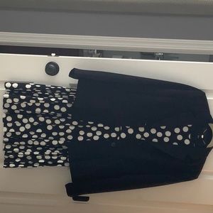Polka dot dress (shown with black jacket)